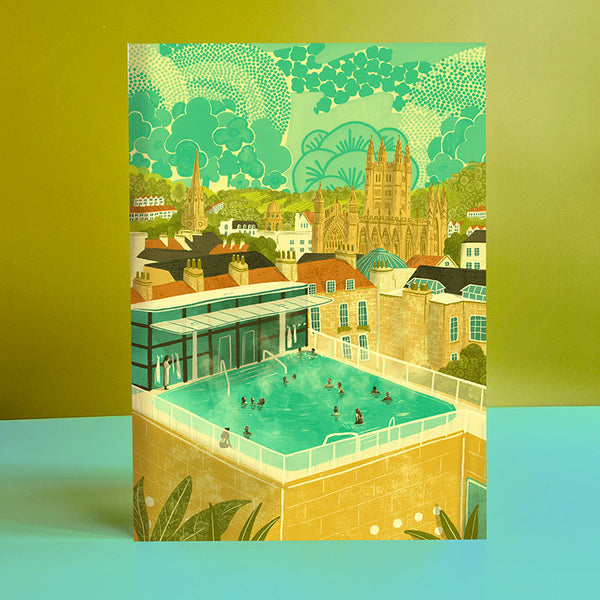 Bath Rooftop Spa Print by Emy Lou Holmes