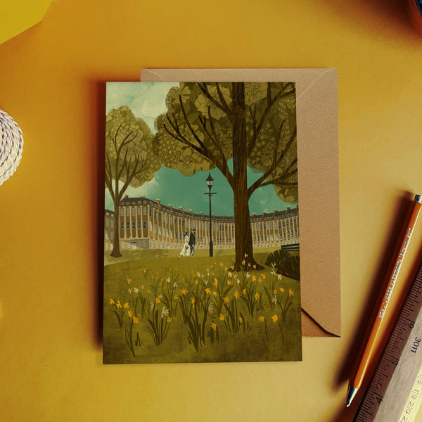 Bath Somerset greetings card featuring the Royal Crescent by Emy Lou Holmes