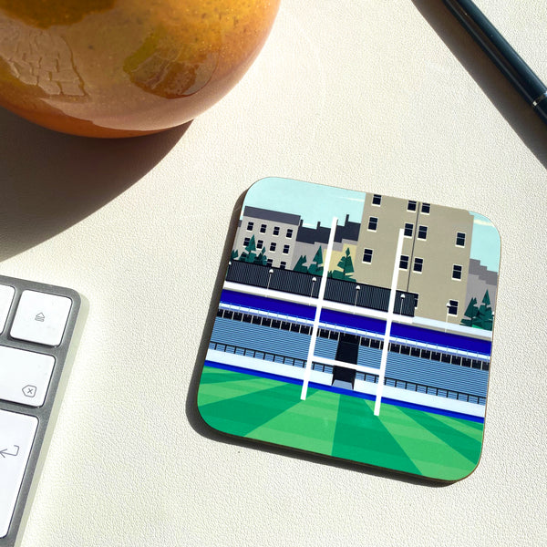 Bath Rugby souvenir, a coaster featuring an illustration of the Recreation Ground