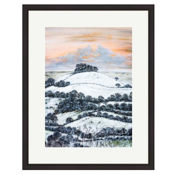 Kelston Roundhill in Winter A5 - A1 Giclée Print by Lynette Bower