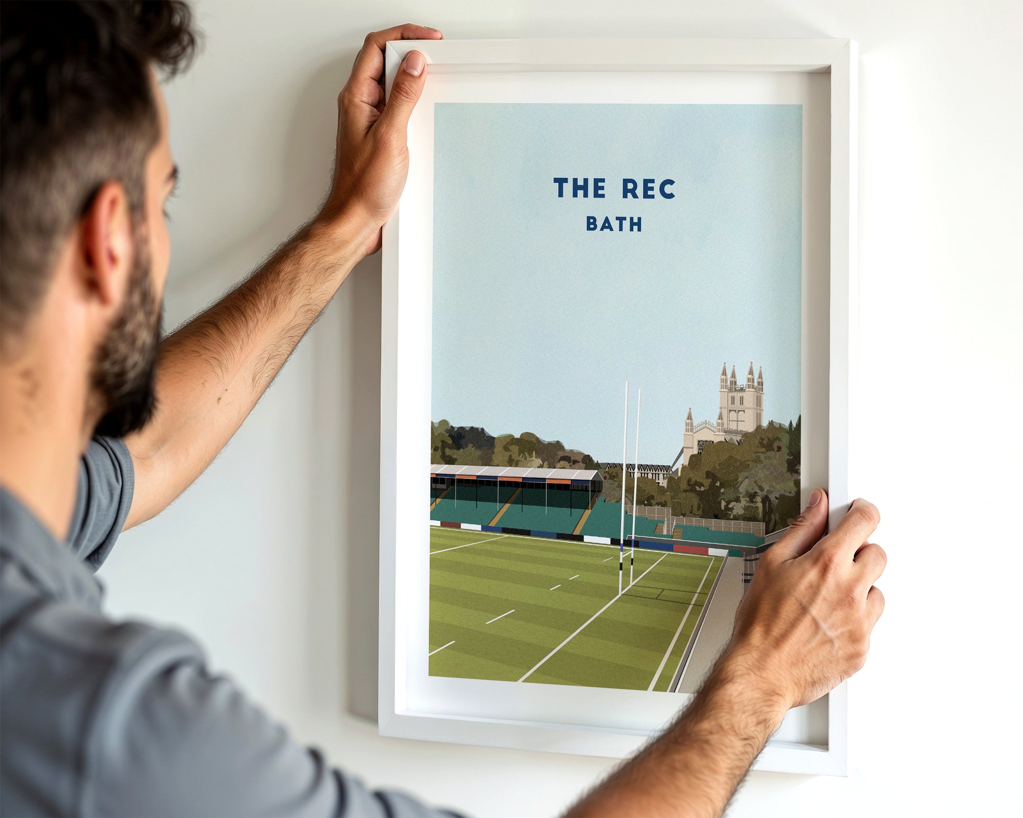 Bath Rugby Art Print with Bath Abbey