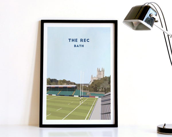 Bath Rugby Art Print with Bath Abbey