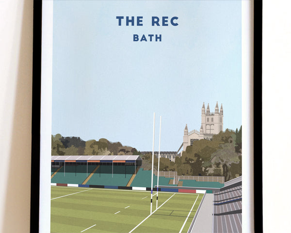 Bath Rugby Art Print with Bath Abbey