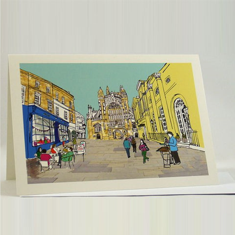 Bath Somerset Greetings Card featuring an illustration of Bath Abbey at The Bath Art Shop