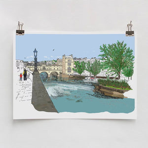 Bath Art featuring an illustration of Pulteney Bridge by Alice Rolfe at The Bath Art Shop