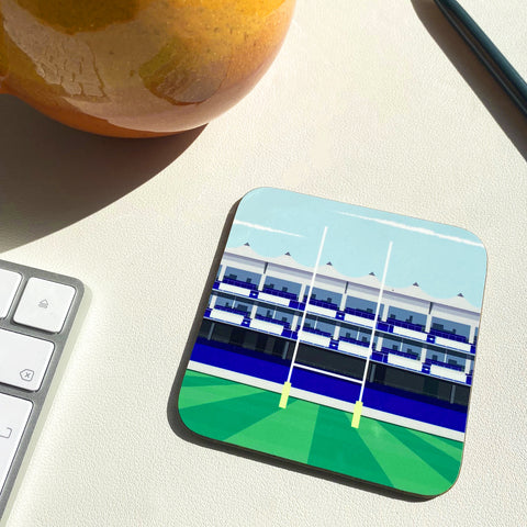 Bath Rugby souvenir coaster featuring an illustration of The Recreation Ground at The Bath Art Shop