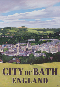 City of Bath travel poster by Lucy Dunnett at The Bath Art Shop