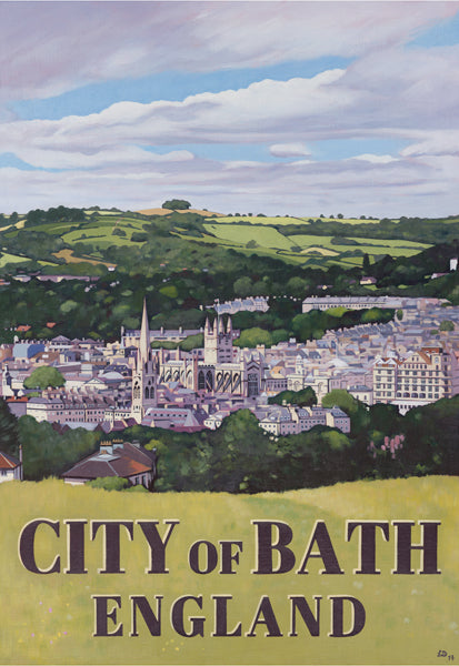 City of Bath travel poster by Lucy Dunnett at The Bath Art Shop