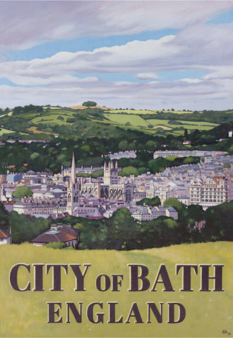 City of Bath travel poster by Lucy Dunnett at The Bath Art Shop