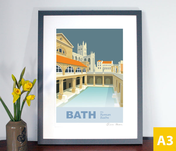 The Roman baths, City of Bath: Hand Signed Art Print/Poster by Fiona Horan