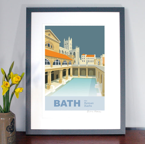 The Roman baths, City of Bath: Hand Signed Art Print/Poster by Fiona Horan