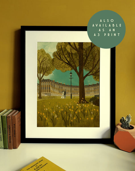 Framed art print of Bath Somerset featuring the Royal Crescent by Emy Lou Holmes