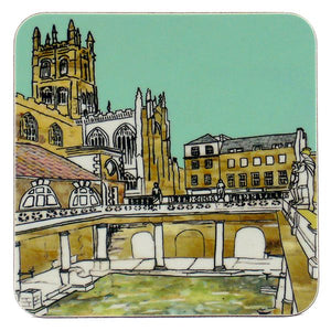 Bath Somerset coaster featuring an illustration of The Roman Baths by Emmeline Simpson